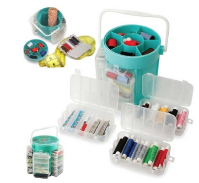 Trusa de cusut si croitorie  portabila  cu 210 accesorii